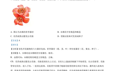 精品解析：2022年广东省中考生物真题（解析版）_中考真题_8.生物中考真题2015-2024年_地区卷_广东中考生物11-22