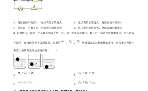精品解析：2022年四川省德阳市中考物理真题（原卷版）_中考真题_4.物理中考真题2015-2024年_2022中考物理真题128份14