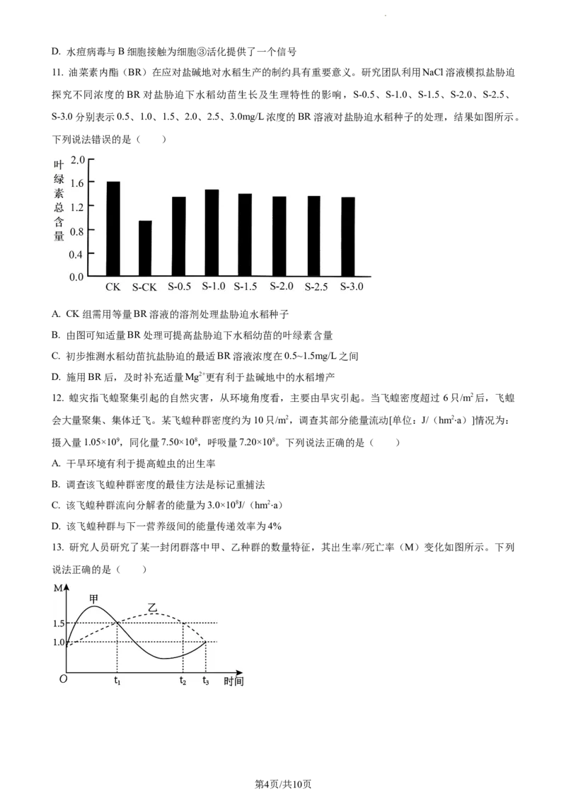 精品解析：山东省济宁市2023-2024学年高三1月期末生物试题（原卷版）_2024届山东省济宁市高三上学期1月期末_山东省济宁市2024届高三1月期末生物