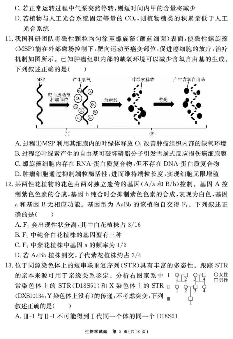 生物学试题_2025年12月_2512072026届名校名师测评卷（三）（全科）_生物学