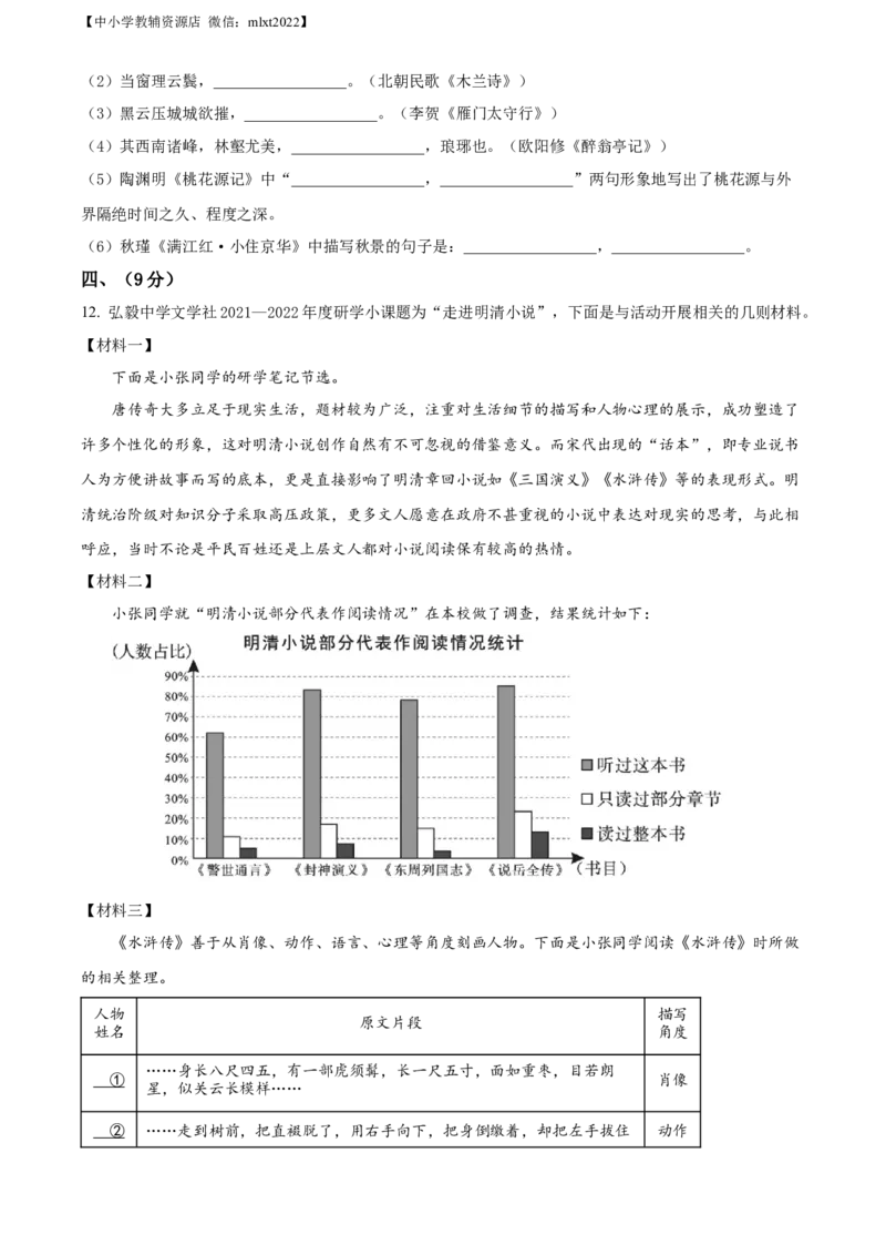 精品解析：2022年四川省绵阳市中考语文真题（原卷版）_中考真题_1.语文中考真题2015-2024年_2022中考语文真题145份20
