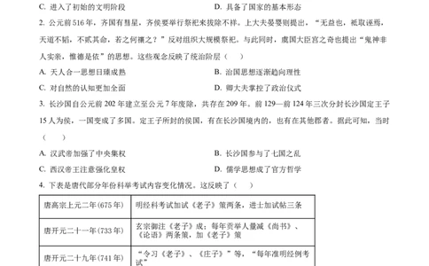 精品解析：湖南省衡阳市第八中学2024届高三上学期第五次月考历史试题（原卷版）(1)_2024届湖南省衡阳市第八中学高三上学期12月月考_湖南省衡阳市第八中学2024届高三上学期12月月考历史