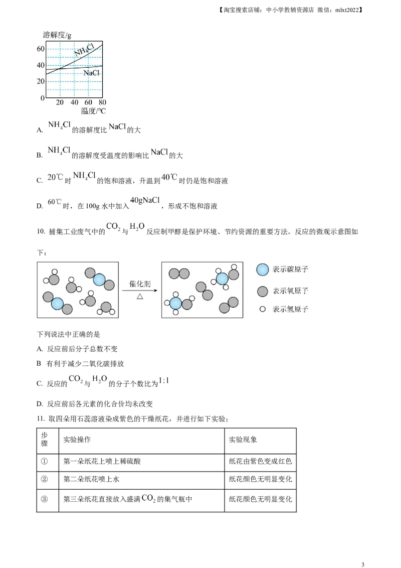 精品解析：2023年江苏省连云港市中考化学真题（原卷版）_中考真题_5.化学中考真题2015-2024年_2023年中考化学真题7.20_精品解析：2023年江苏省连云港市中考化学真题