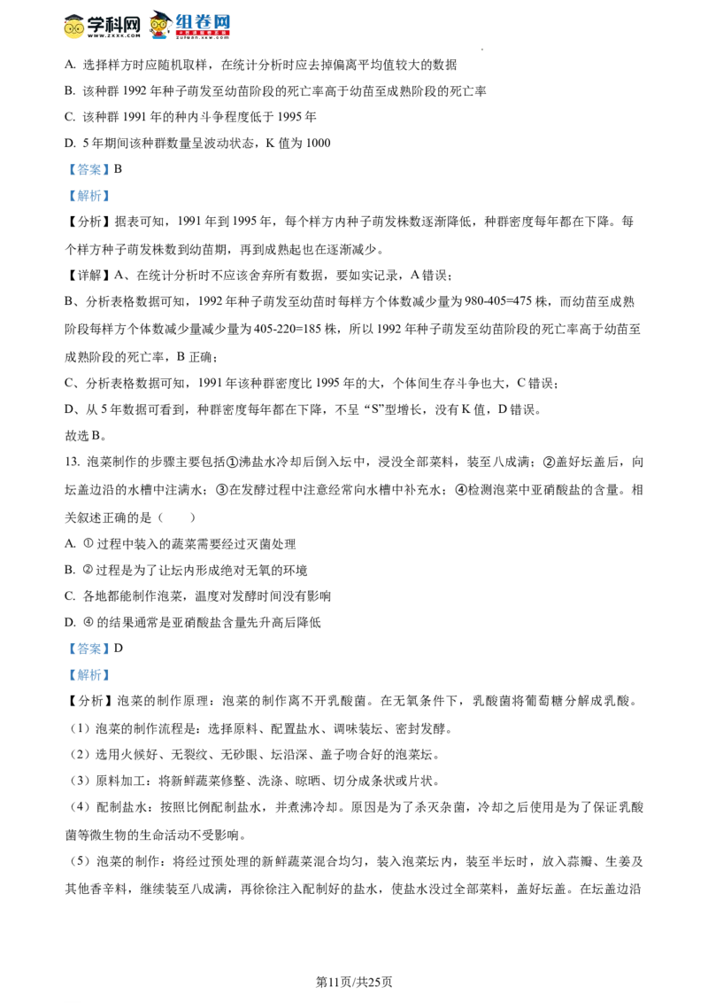 精品解析：山东省枣庄市2023-2024学年高三1月期末质量检测生物试题（解析版）_2024届山东省枣庄市高三上学期期末考试试题_2024届山东省枣庄市高三上学期期末考试试题生物