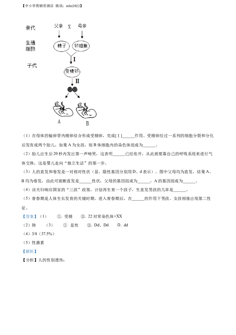 精品解析：2022年山东省枣庄市中考生物真题（解析版）_中考真题_8.生物中考真题2015-2024年_2022年全国中考生物114份14
