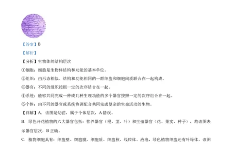 精品解析：2022年百色市中考生物真题（解析版）_中考真题_8.生物中考真题2015-2024年_2022年全国中考生物114份14