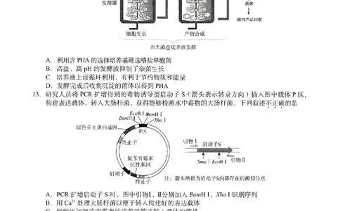海淀区2023-2024学年第一学期期末-生物_2024届北京海淀区第一学期期末考试