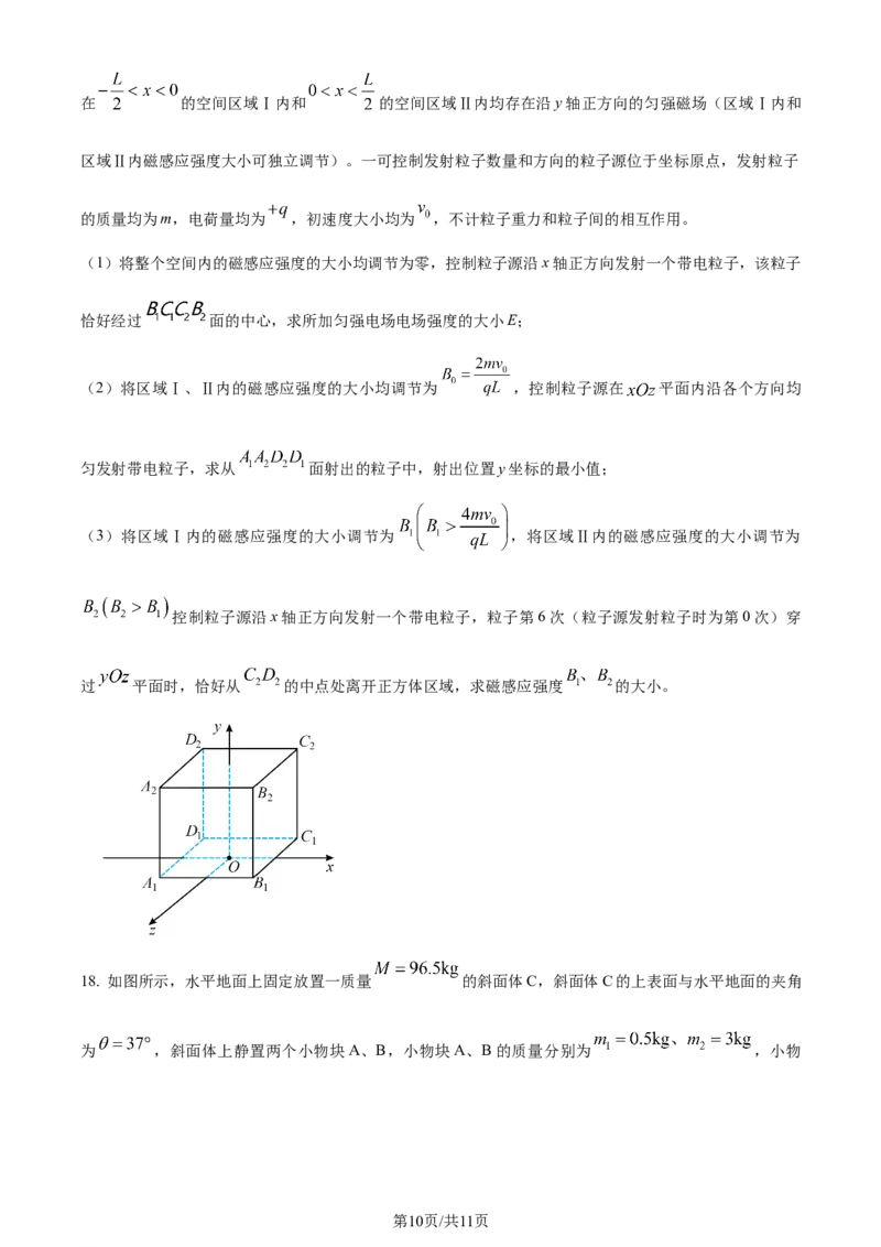 精品解析：山东省济南市2023-2024学年高三上学期期末学习质量检测物理试题（原卷版）_2024届山东省济南市高三上学期期末学习质量检测