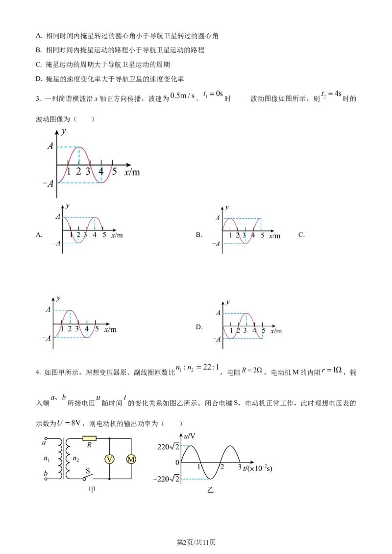 精品解析：山东省济南市2023-2024学年高三上学期期末学习质量检测物理试题（原卷版）_2024届山东省济南市高三上学期期末学习质量检测