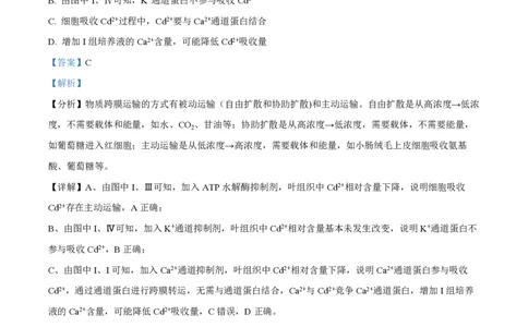 精品解析：2024年1月贵州省普通高等学校招生考试适应性测试生物试题（解析版）_九省联考更新中_贵州（物化生政史地）_贵州生物（含答案）