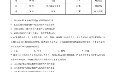 精品解析：2022年四川省眉山市中考生物真题（原卷版）_中考真题_8.生物中考真题2015-2024年_2022年全国中考生物114份14