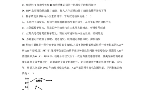 安徽2025年高考安徽生物高考真题文档版_1.高考2025全国各省真题+答案_00.2025各省市高考真题及答案（按省份分类）_10、安徽卷（9科全）_6.生物