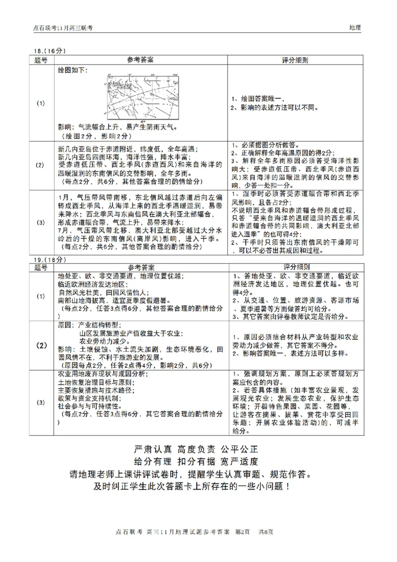 辽宁点石联考2025-2026学年高三上学期11月期中地理答案_251115辽宁点石联考2025-2026学年高三上学期11月期中试题