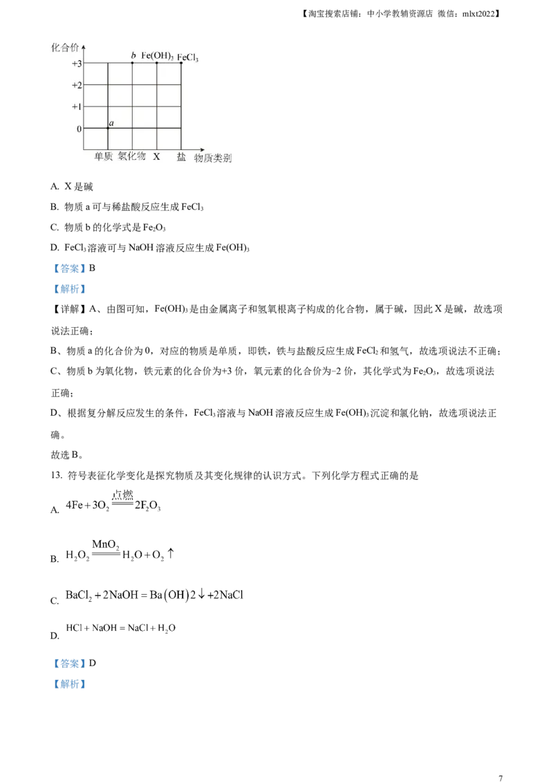 精品解析：2023年湖南省衡阳市中考化学真题（解析版）_中考真题_5.化学中考真题2015-2024年_2023年中考化学真题7.20_精品解析：2023年湖南省衡阳市中考化学真题