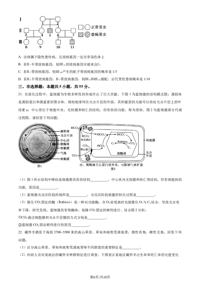 精品解析：黑龙江省哈尔滨市三中2023-2024学年高三1月期末生物试题（原卷版）_2024届黑龙江省哈尔滨市第三中学校高三上学期1月期末
