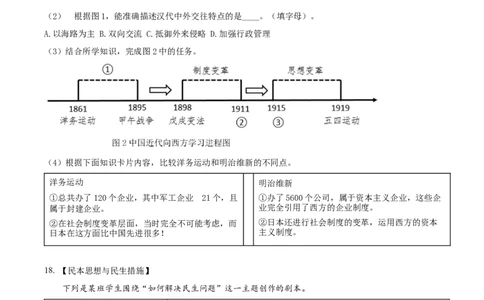 精品解析：2022年湖北省襄阳市中考历史真题（原卷版）_中考真题_6.历史中考真题2015-2024年_2022中考历史真题104份18