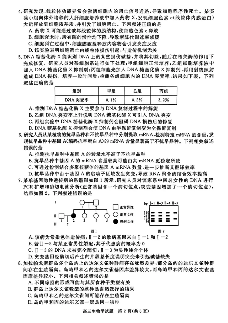 生物_2025年12月_251212华师联盟2026届高三第一学期12月质量检测联考