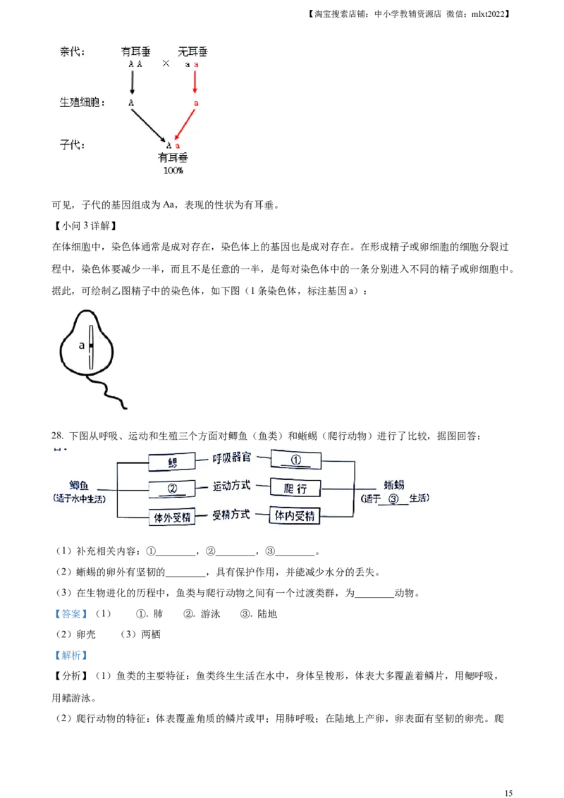 精品解析：2023年湖南省长沙市中考生物真题（解析版）_中考真题_8.生物中考真题2015-2024年_2023年全国中考生物7.20_精品解析：2023年湖南省长沙市中考生物真题