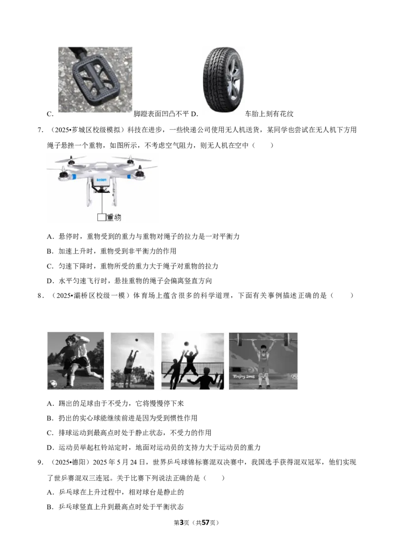 2026年中考物理常考考点专题之运动与力_162026年中考七科常考考点专题资料_004中考物理常考考点专题
