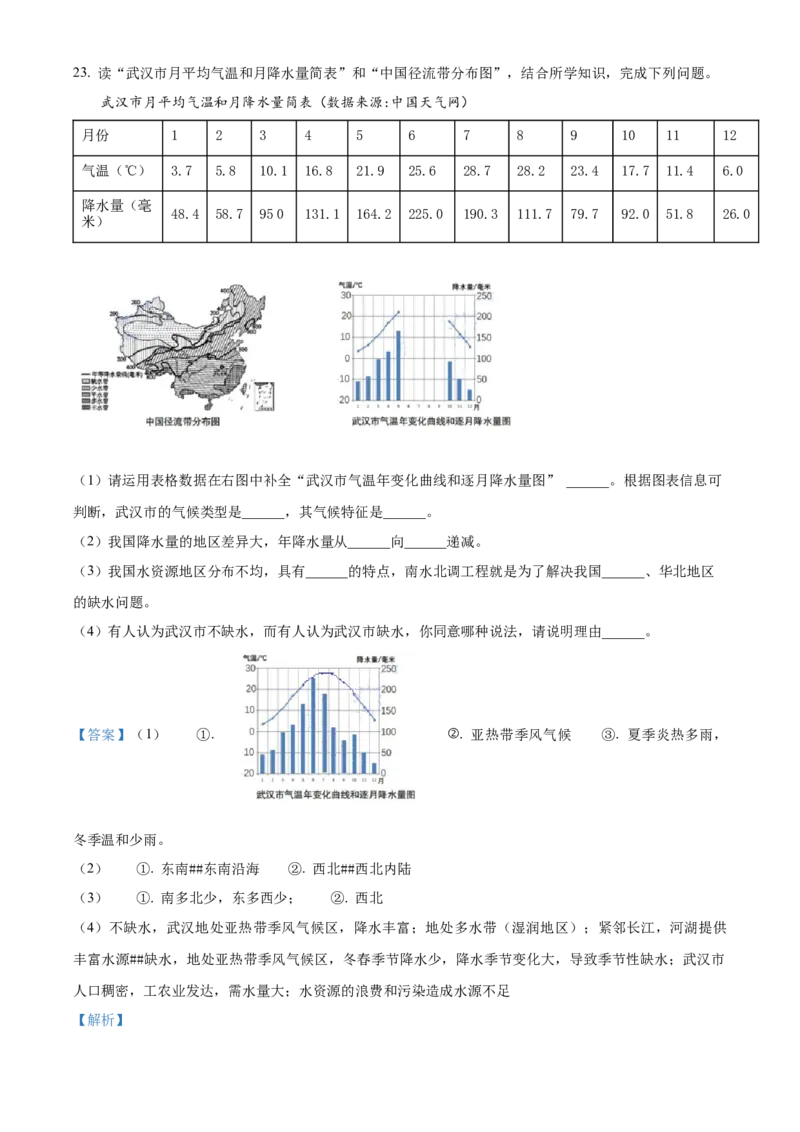 精品解析：2022年湖北省宜昌市中考地理真题（解析版）_中考真题_9.地理中考真题2015-2024年_2022中考地理真题98份18