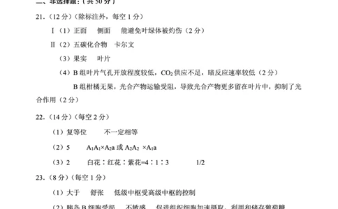 生物答案转曲2页_2024届陕西省渭南市高三教学质量检测（一）（渭南一模）_陕西省渭南市2024届高三教学质量检测（一）（渭南一模）生物
