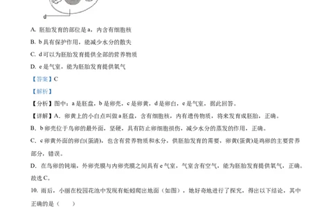 精品解析：2022年山西省大同市八年级结业考试生物试题（解析版）_中考真题_8.生物中考真题2015-2024年_2022年全国中考生物114份14