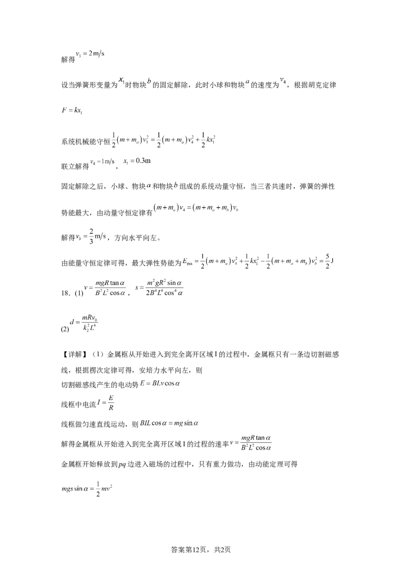 山东2025年高考山东物理高考真题文档版（含答案）-A4答案卷尾_1.高考2025全国各省真题+答案_7.高考物理试题及答案更新中