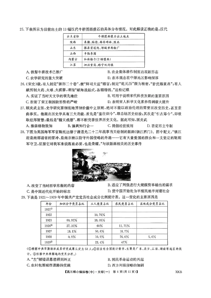 文科综合(一)_2024届九师联盟高三核心模拟卷（中）一_九师联盟2023-2024学年高三核心模拟卷（中）一文科综合