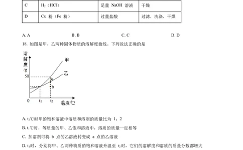 精品解析：2022年黑龙江省牡丹江、鸡西地区朝鲜族学校中考化学真题（原卷版）_中考真题_5.化学中考真题2015-2024年_2022年中考化学真题（127份）14