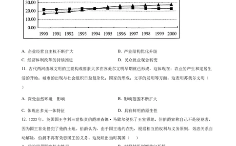 精品解析：河北省部分高中2023-2024学年高三上学期12月期末考试历史试题（原卷版）_2024届衡中同卷高三12月期末考_衡中同卷2024届高三12月期末考试历史