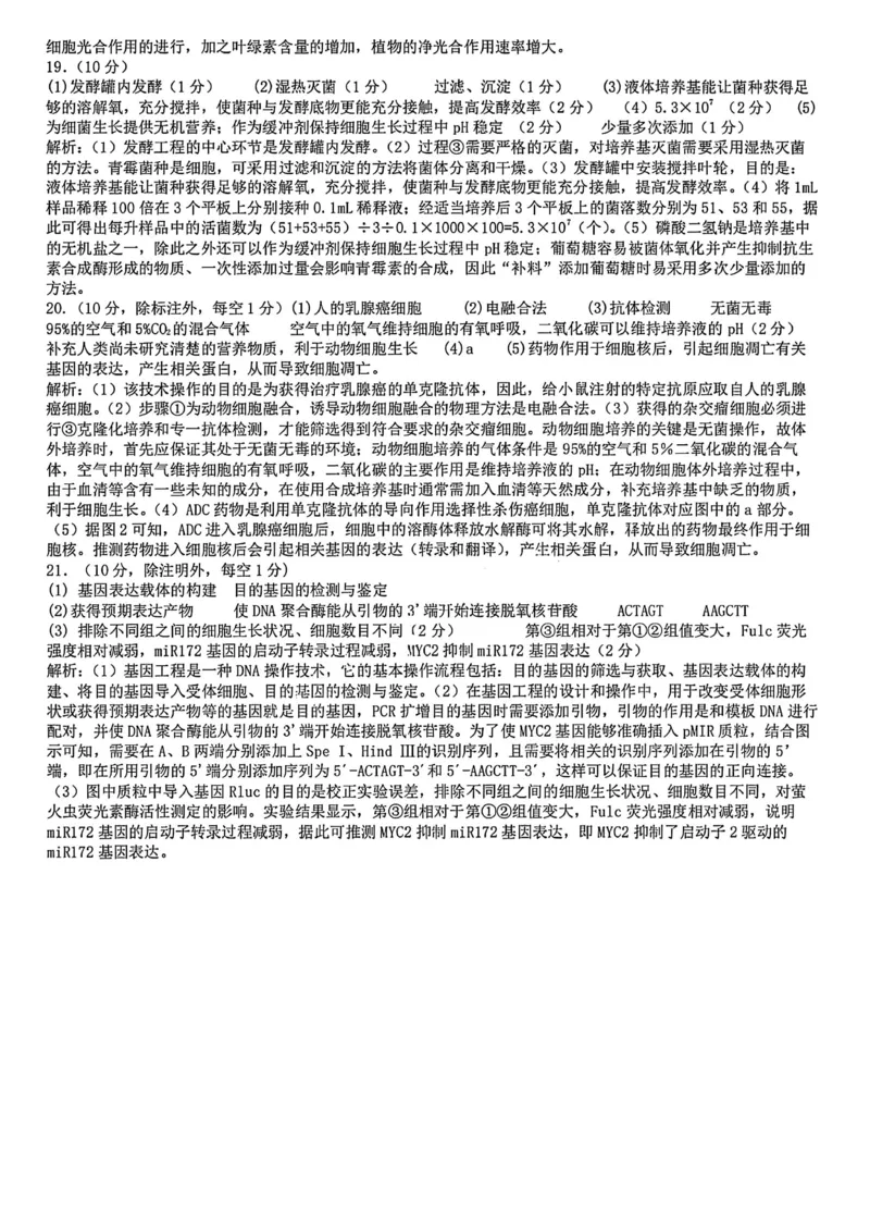 生物答案-四川省成都市第七中学2024-2025学年度下期高2026届零诊模拟考试_2025年6月_250625四川省成都市第七中学2024-2025学年度下期高2026届零诊模拟考试（全科）