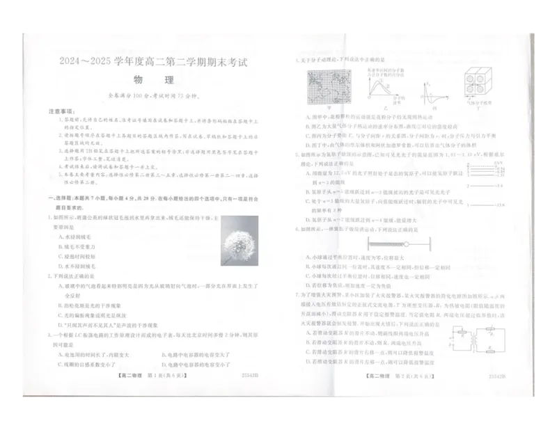 物理-unlocked_2025年7月_250723吉林省白山市五校2024-2025学年高二下学期期末联考（全科）_吉林省白山市五校2024-2025学年高二下学期期末联考物理试卷
