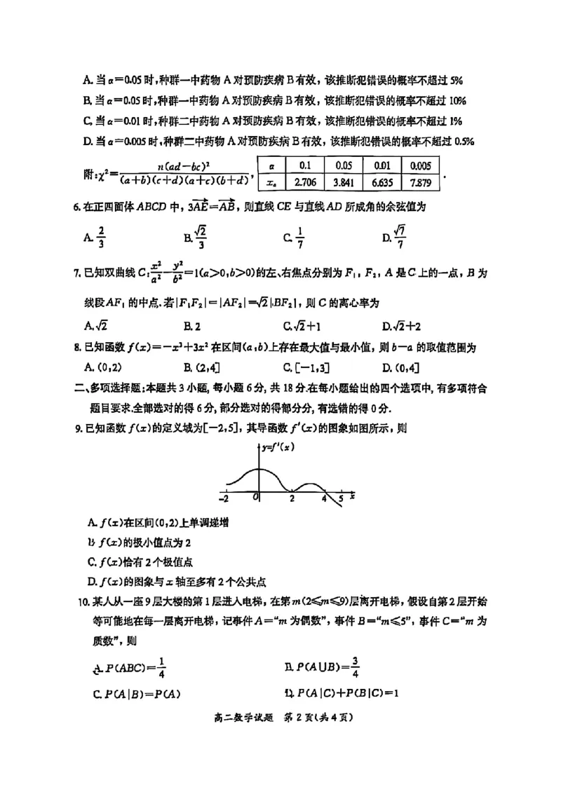 福建省厦门市2024-2025学年高二下学期期末质量检测数学试卷（含详解）_2025年7月_250711福建省厦门市2024-2025学年高二下学期期末质量检测（全科）
