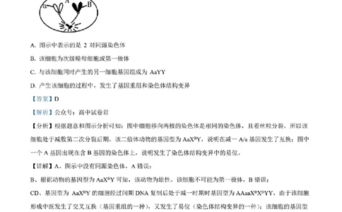 天津市八所重点学校高三毕业班联-生物解析版_2024届天津市八所重点学校高三毕业班联