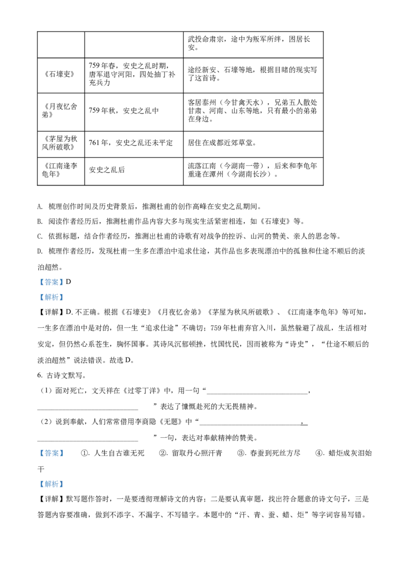 精品解析：2022年湖南省长沙市中考语文真题（解析版）_中考真题_1.语文中考真题2015-2024年_地区卷_湖南省_长沙语文08-22