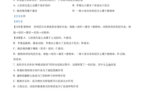 精品解析：2022年辽宁省营口市中考生物真题（解析版）_中考真题_8.生物中考真题2015-2024年_2022年全国中考生物114份14