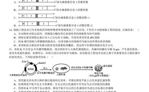 安徽生物-试题_1.高考2025全国各省真题+答案_00.2025各省市高考真题及答案（按省份分类）_10、安徽卷（9科全）_6.生物