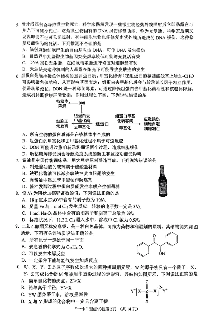 理综1-9_2024届四川省南充市高三上学期一诊考试_四川省南充市2024届高三上学期一诊考试理综