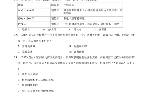 2026年中考历史常考考点专题之新航路的开辟_162026年中考七科常考考点专题资料_006中考历史常考考点专题