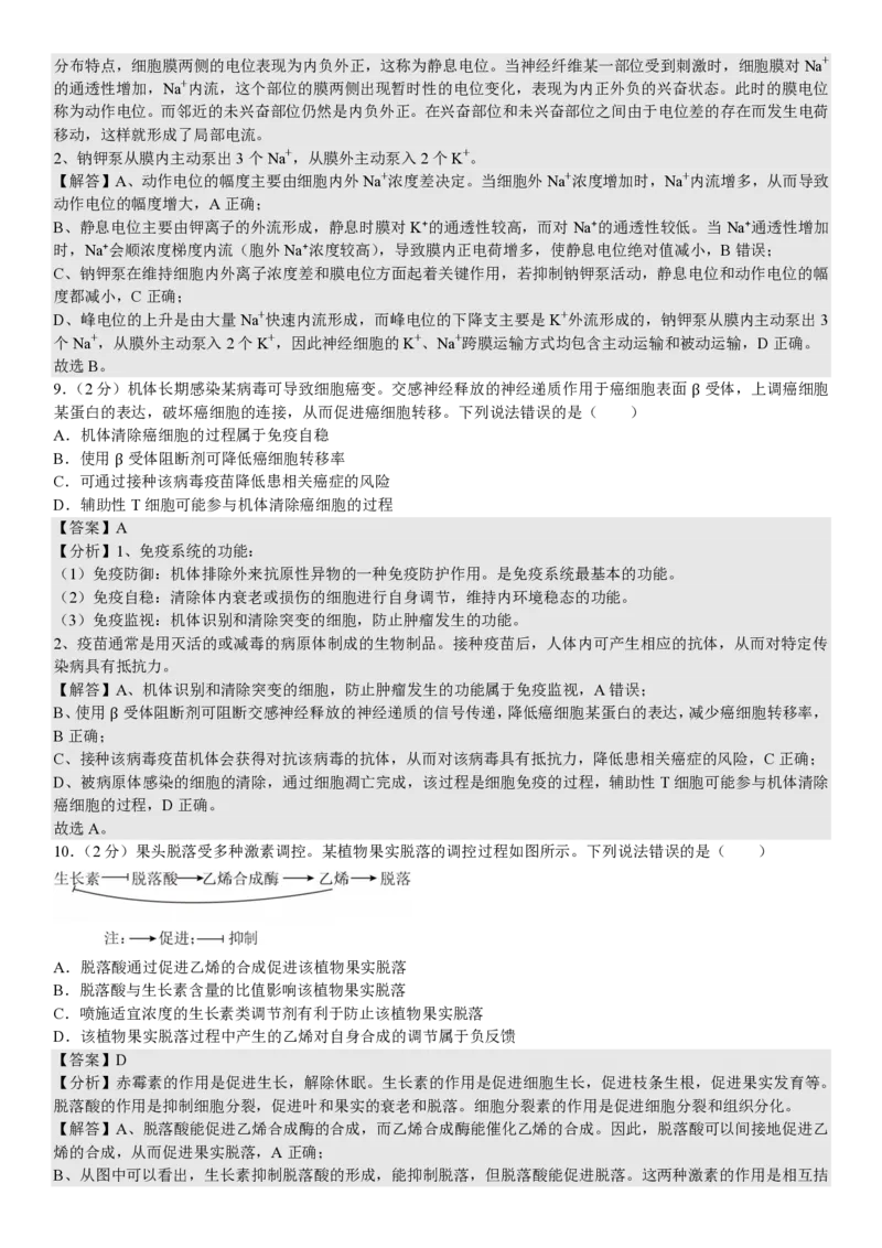 山东生物-答案（回忆版）_1.高考2025全国各省真题+答案_00.2025各省市高考真题及答案（按省份分类）_13、山东卷（9科全）_生物