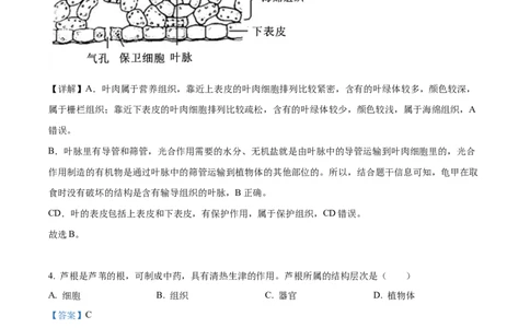 精品解析：2022年湖南省长沙市中考生物真题（解析版）_中考真题_8.生物中考真题2015-2024年_2022年全国中考生物114份14