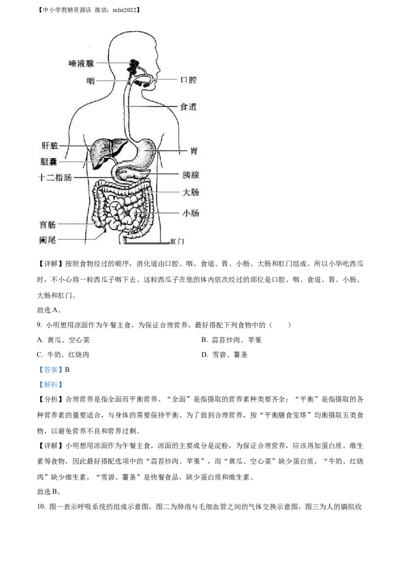 精品解析：2022年湖南省益阳市中考生物真题（解析版）_中考真题_8.生物中考真题2015-2024年_2022年全国中考生物114份14