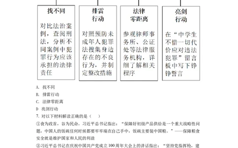 精品解析：2022年重庆中考道德与法治真题（A卷）（原卷版）_中考真题_7.政治中考真题2015-2024年_2022政治真题102份18