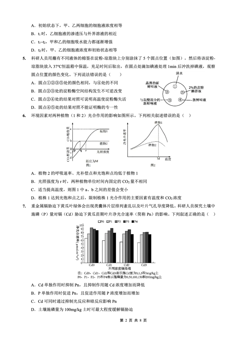 重庆实验外国语学校2025-2026学年度（上）高2026届10月月考（四）生物_251101重庆实验外国语学校2025-2026学年度（上）高2026届10月月考（四）（全科）