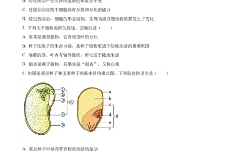 精品解析：2023年山东省临沂市中考生物真题（原卷版）_中考真题_8.生物中考真题2015-2024年_2023年全国中考生物7.20_精品解析：2023年山东省临沂市中考生物真题