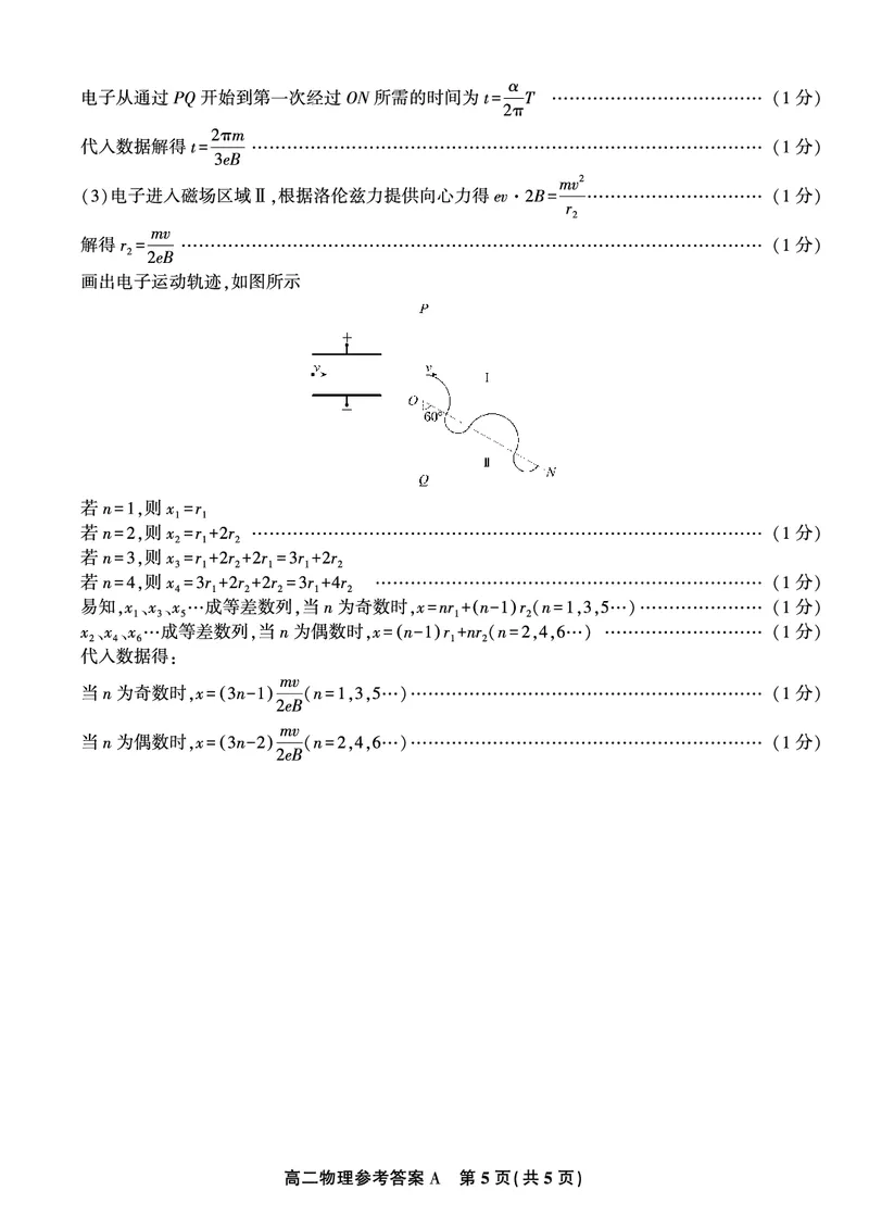 物理答案A&middot;2025年7月高二期末联考_2025年7月_250705安徽省金榜教育2024-2025学年高二下学期期末考试（全科）_答案PDF