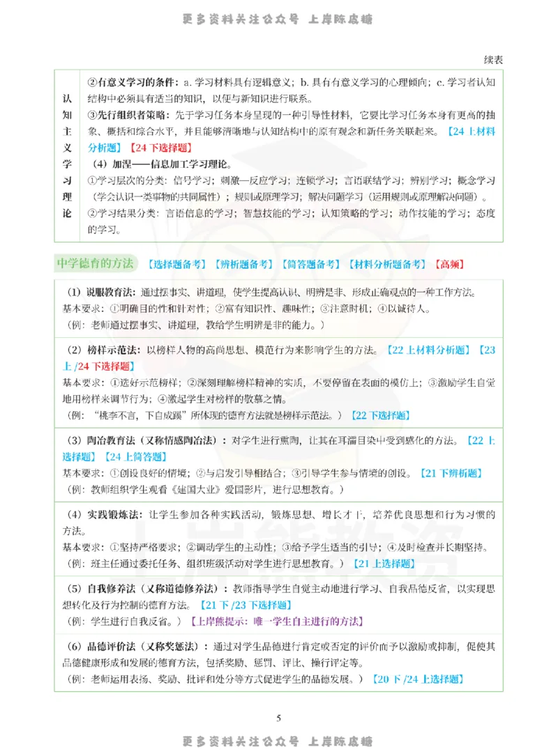 考前页纸中学教育知识与能力_4-教培资料-26年最新资料-同步更新_科一科二电子资料合集中小幼（笔记真题知识点汇总等）文件多，按需保存_各机构笔记合集（中小幼）推荐_中学