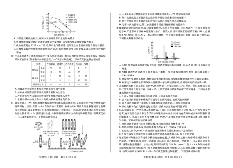 生物学B卷天一大联考&middot;河南省2025-2026学年（上）高三年级顶尖计划（二）_2025年12月_251211河南省、陕西甘肃省2025-2026学年（上）高三年级顶尖计划（二）（全科）