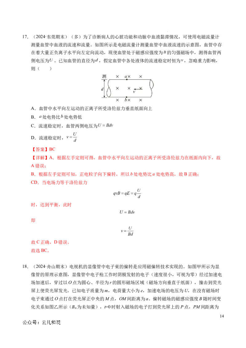 专题16磁场和洛伦兹力（新高考通用）（解析版）(1)_1多考区联考_0109好题汇编备战2024-2025学年高二物理上学期期末真题分类汇编（新高考通用）