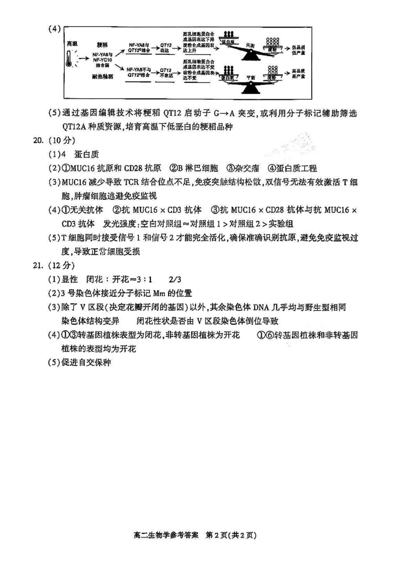 生物答案_2025年7月_250709北京市朝阳区2024-2025学年高二下学期期末（全科）_北京市朝阳区2024-2025学年高二下学期期末质量检测生物